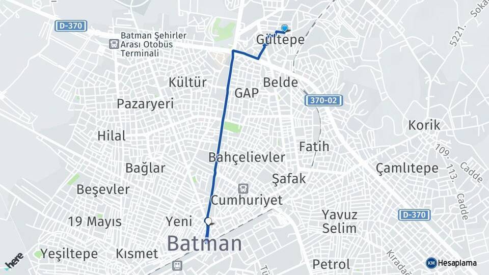 Gültepe Batman Arası Kaç Km - Yol Tarifi
