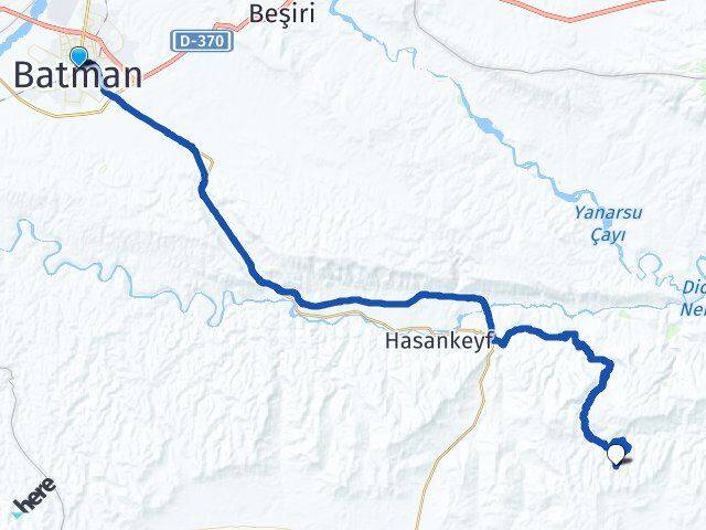 Batman Güzelöz Gercüş Arası Kaç Km - Yol Haritası