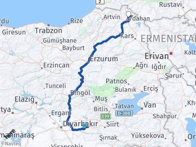 Batman Hanak Ardahan Arası Kaç Km - Yol Haritası