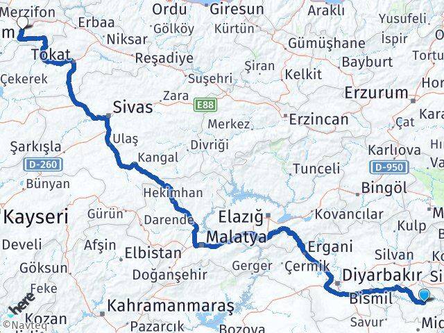 Batman Hasankeyf Amasya Arası Kaç Km - Yol Haritası