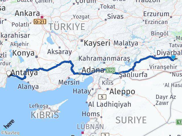 Batman Hasankeyf Antalya Arası Kaç Km - Yol Haritası