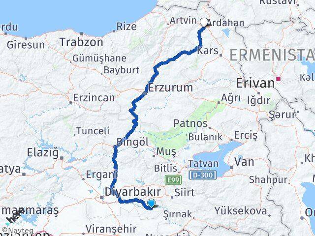Batman Hasankeyf Ardahan Arası Kaç Km - Yol Haritası