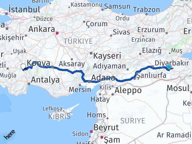 Batman Hasankeyf Burdur Arası Kaç Km - Yol Haritası