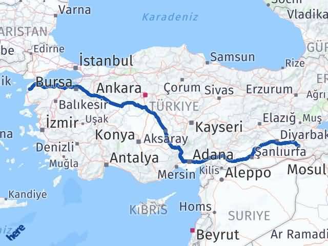 Batman Hasankeyf Çanakkale Arası Kaç Km - Yol Haritası