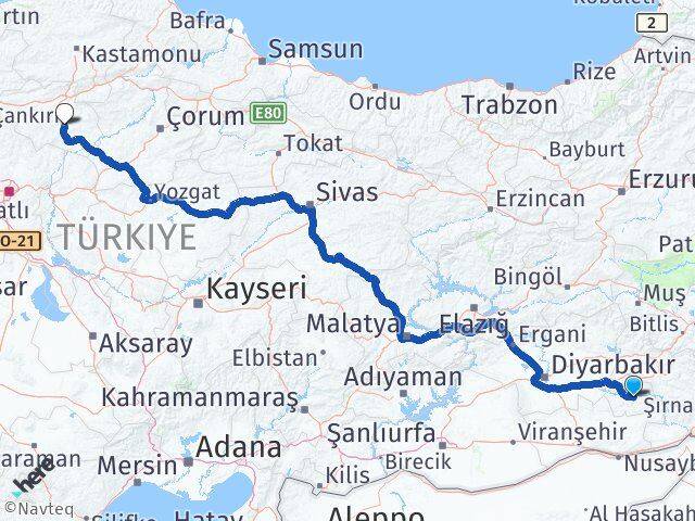 Batman Hasankeyf Çankırı Arası Kaç Km - Yol Haritası