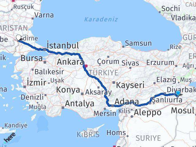 Batman Hasankeyf Edirne Arası Kaç Km - Yol Haritası