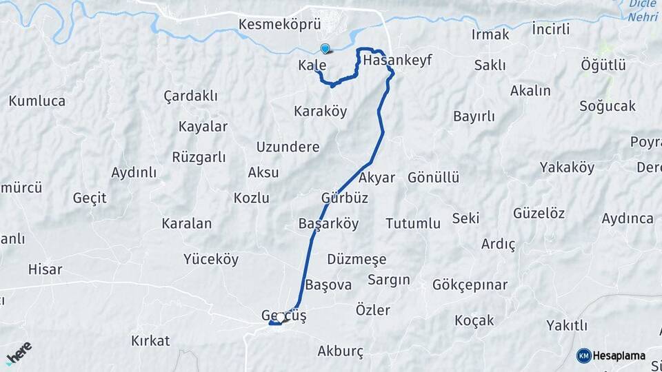 Batman Hasankeyf Gercüş Arası Kaç Km - Yol Haritası