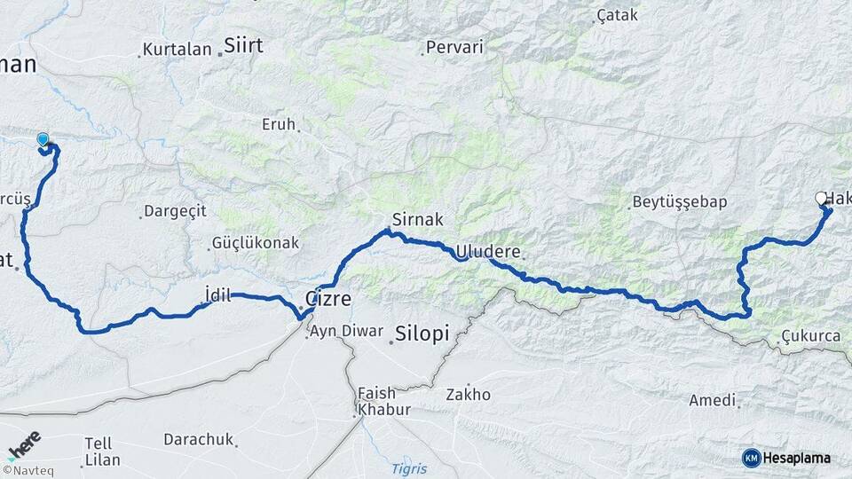Batman Hasankeyf Hakkari Arası Kaç Km - Yol Haritası