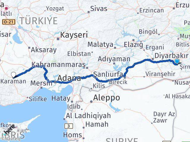 Batman Hasankeyf Karaman Arası Kaç Km - Yol Haritası