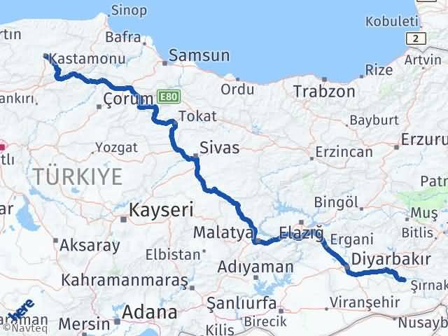 Batman Hasankeyf Kastamonu Arası Kaç Km - Yol Haritası