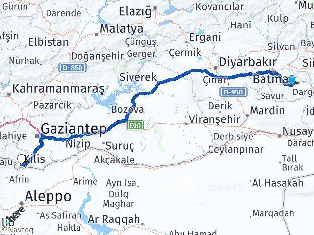Batman Hasankeyf Kilis Arası Kaç Km - Yol Haritası