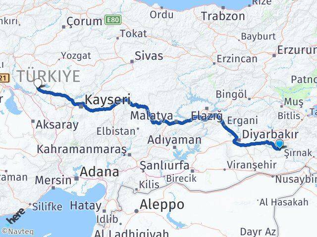 Batman Hasankeyf Kırşehir Arası Kaç Km - Yol Haritası