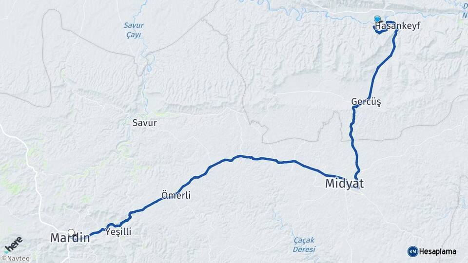 Batman Hasankeyf Mardin Arası Kaç Km - Yol Haritası