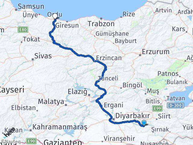 Batman Hasankeyf Ordu Arası Kaç Km - Yol Haritası