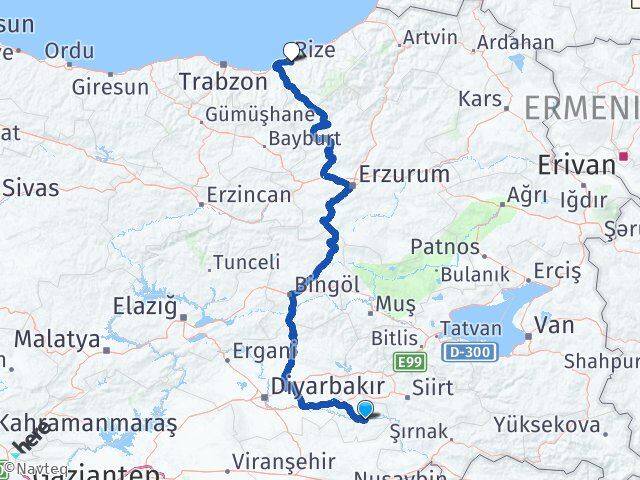 Batman Hasankeyf Rize Arası Kaç Km - Yol Haritası