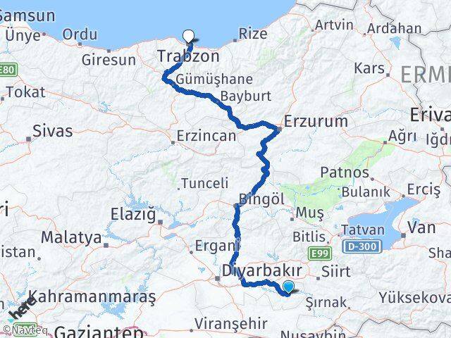 Batman Hasankeyf Trabzon Arası Kaç Km - Yol Haritası