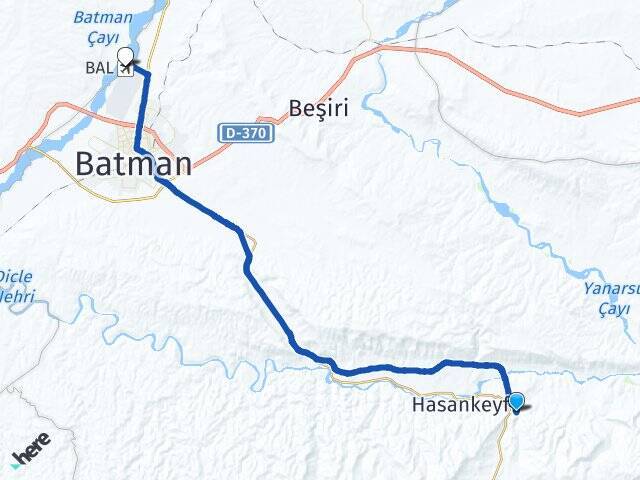 Üçyol Batman Havalimanı Arası Kaç Km - Yol Tarifi