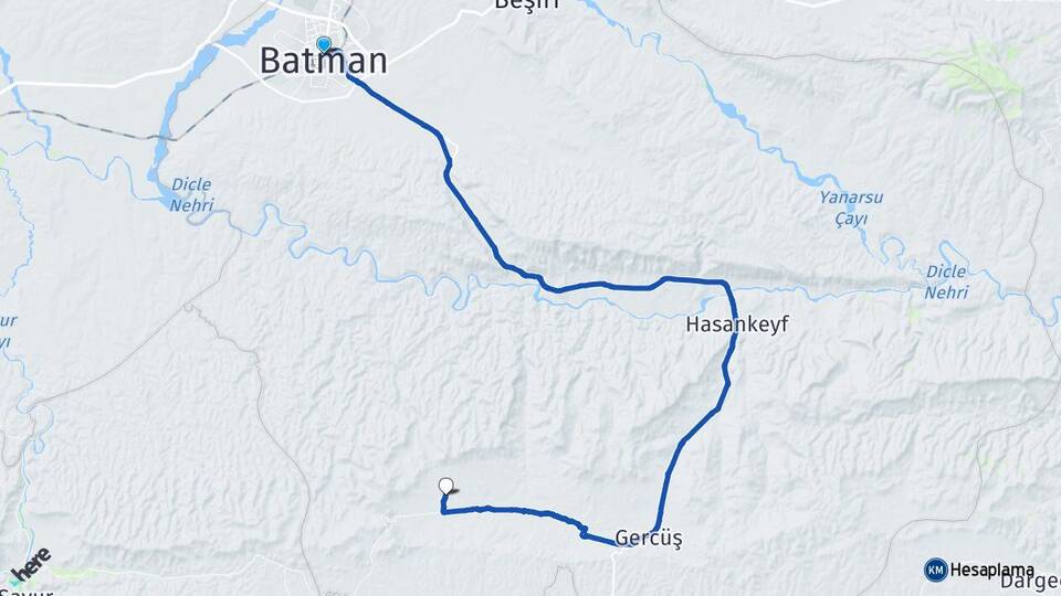 Batman Hisar Gercüş Arası Kaç Km - Yol Haritası