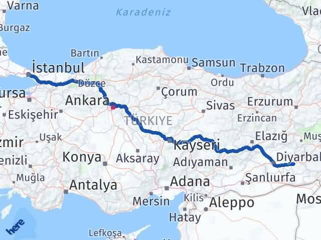 Batman Kağıthane İstanbul Arası Kaç Km - Yol Haritası