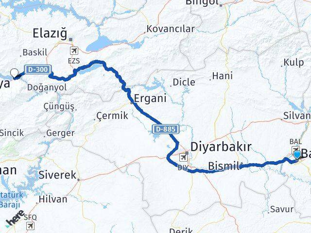 Batman Kale Malatya Arası Kaç Km - Yol Haritası