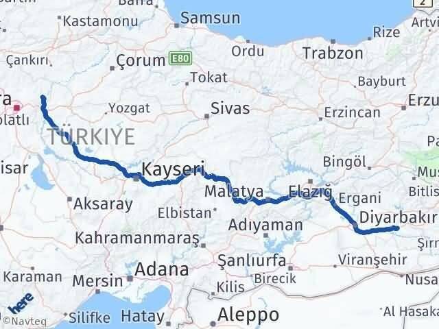 Batman Kalecik Ankara Arası Kaç Km - Yol Haritası