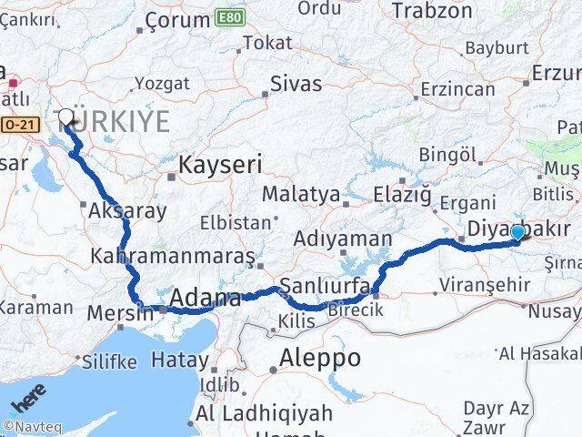 Batman Kaman Kırşehir Arası Kaç Km - Yol Haritası