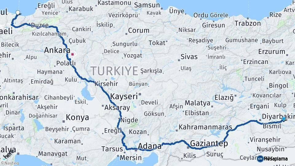 Batman Karasu Sakarya Arası Kaç Km - Yol Haritası