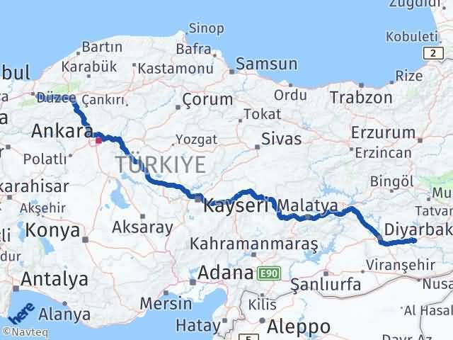Batman Kaynaşlı Düzce Arası Kaç Km - Yol Haritası