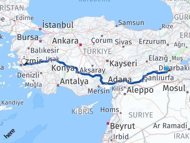 Batman Kemalpaşa İzmir Arası Kaç Km - Yol Haritası
