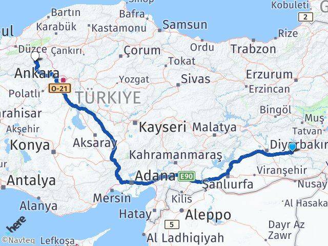 Batman Kıbrıscık Bolu Arası Kaç Km - Yol Haritası