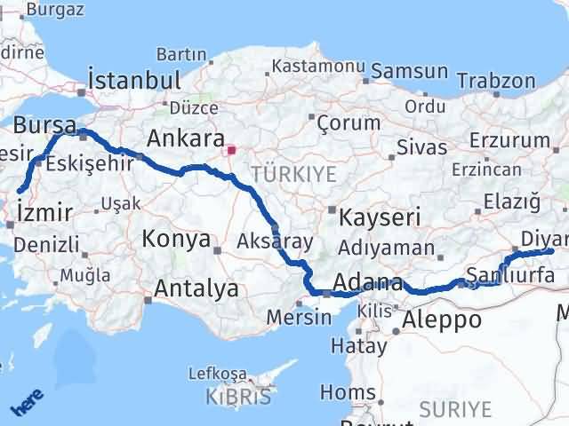 Batman Kınık İzmir Arası Kaç Km - Yol Haritası