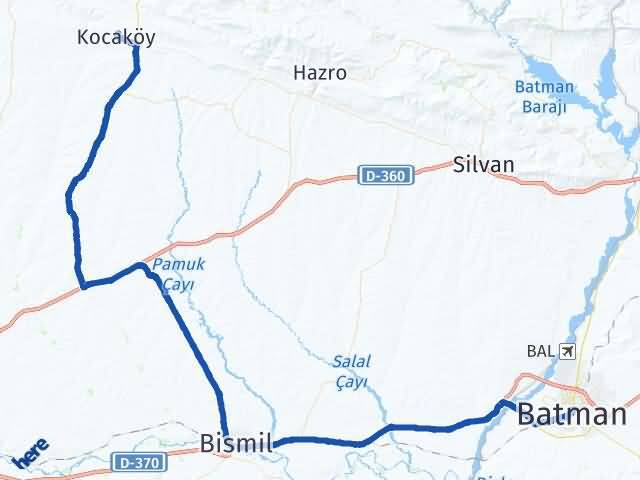 Batman Kocaköy Diyarbakır Arası Kaç Km - Yol Haritası