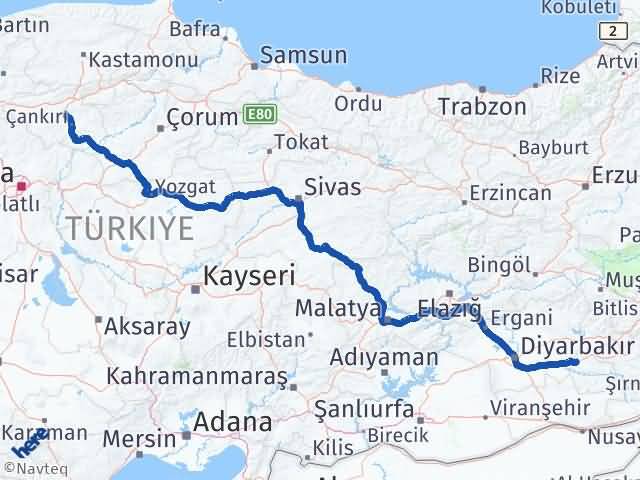 Batman Korgun Çankırı Arası Kaç Km - Yol Haritası
