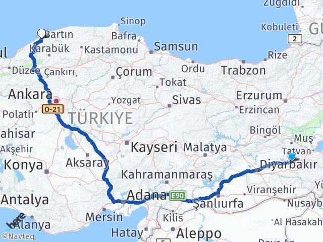 Batman Kozluk Bartın Arası Kaç Km - Yol Haritası