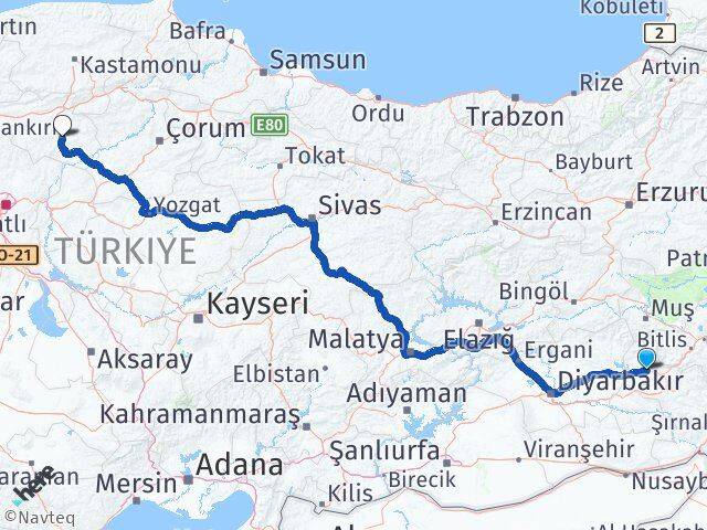 Batman Kozluk Çankırı Arası Kaç Km - Yol Haritası