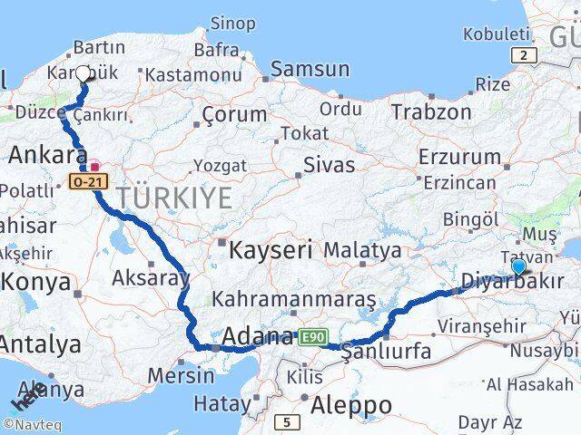 Batman Kozluk Karabük Arası Kaç Km - Yol Haritası