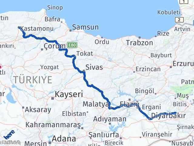 Batman Kozluk Kastamonu Arası Kaç Km - Yol Haritası