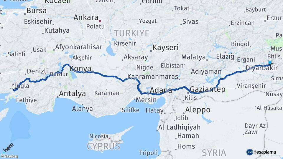 Batman Kozluk Muğla Arası Kaç Km - Yol Haritası
