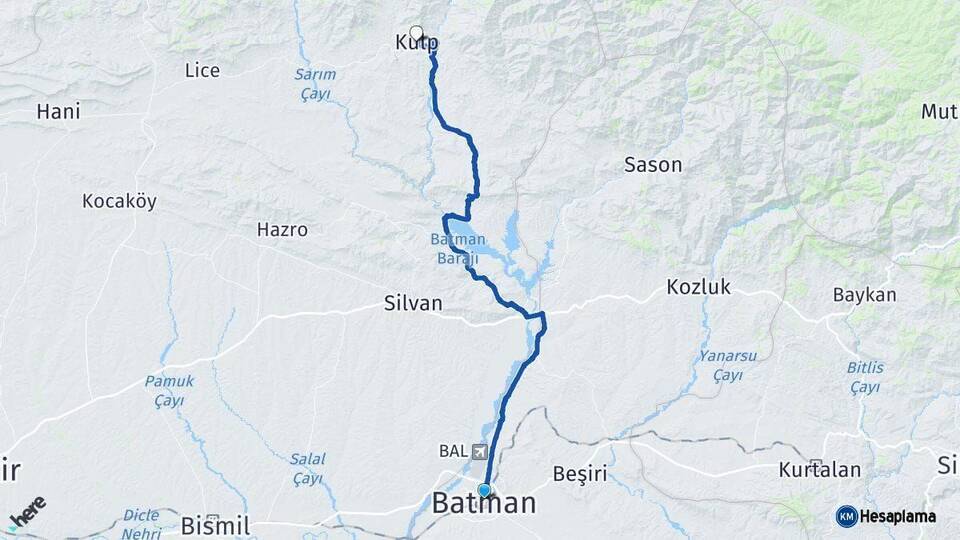 Batman Kulp Diyarbakır Arası Kaç Km - Yol Haritası