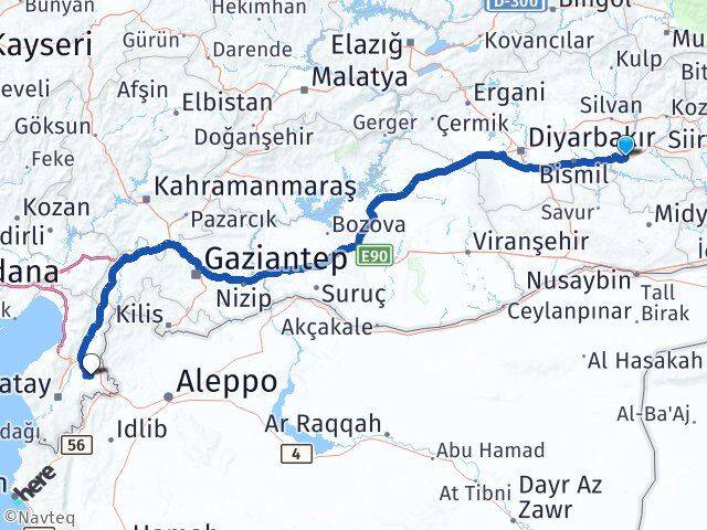 Batman Kumlu Hatay Arası Kaç Km - Yol Haritası