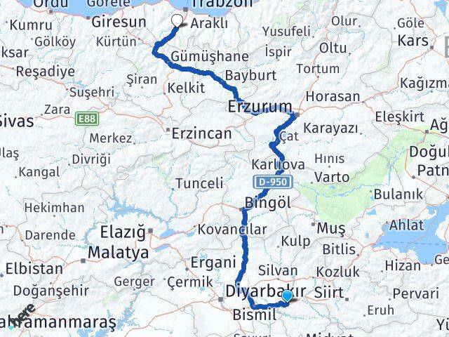 Batman Maçka Trabzon Arası Kaç Km - Yol Haritası