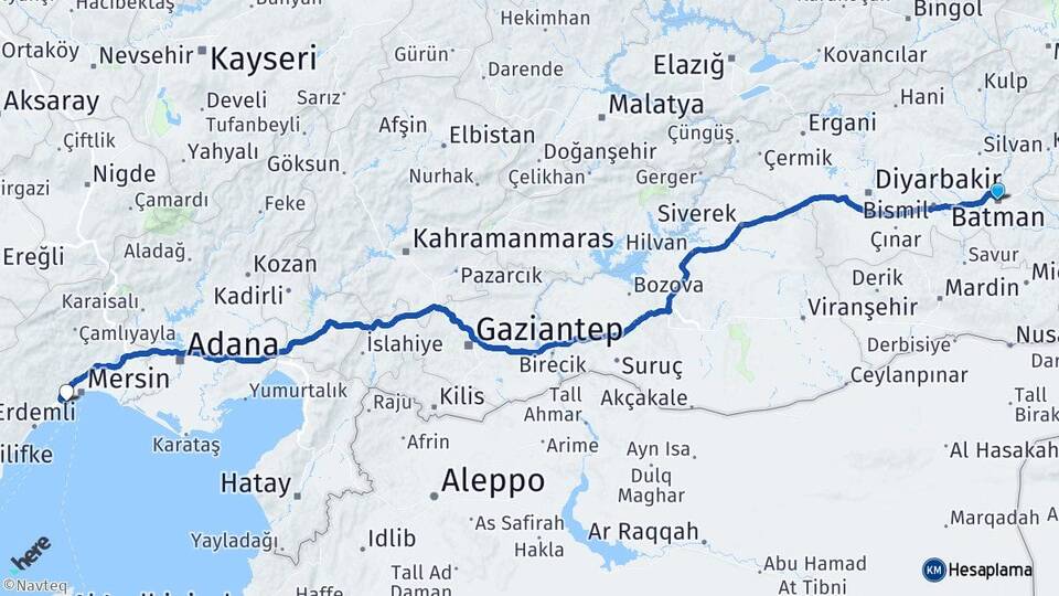 Batman Mezitli Mersin Arası Kaç Km - Yol Haritası