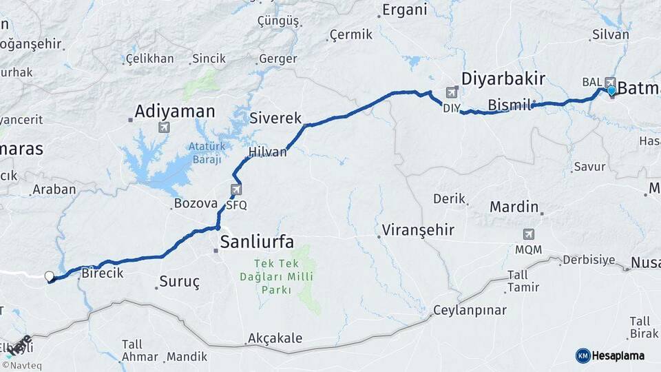 Batman Nizip Gaziantep Arası Kaç Km - Yol Haritası
