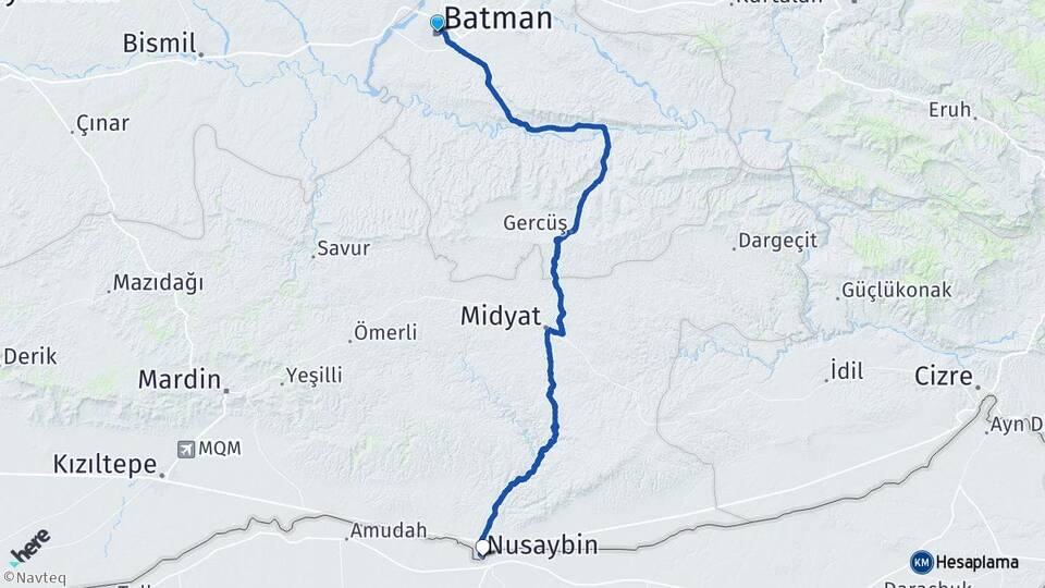 Batman Nusaybin Mardin Arası Kaç Km - Yol Haritası