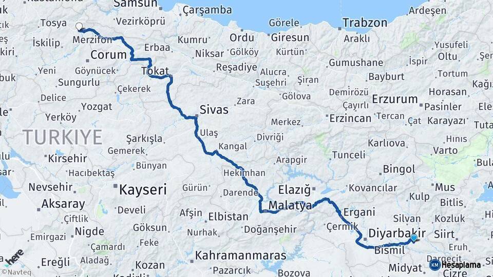 Batman Osmancık Çorum Arası Kaç Km - Yol Haritası