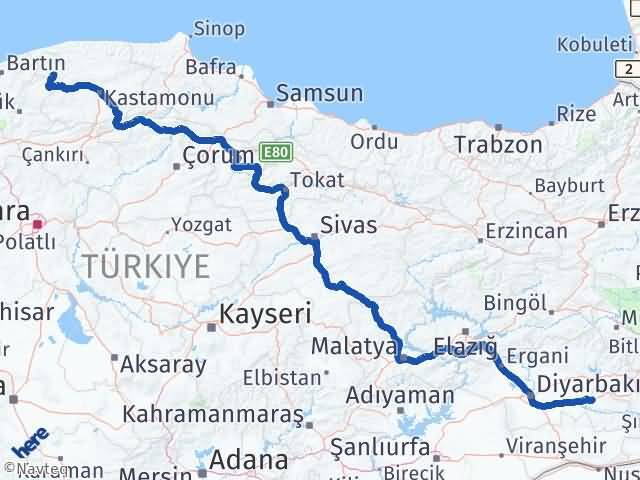 Batman Pınarbaşı Kastamonu Arası Kaç Km - Yol Haritası