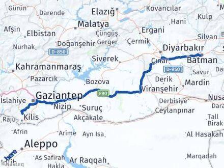 Batman Polateli Kilis Arası Kaç Km - Yol Haritası