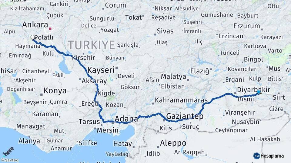 Batman Polatlı Ankara Arası Kaç Km - Yol Haritası