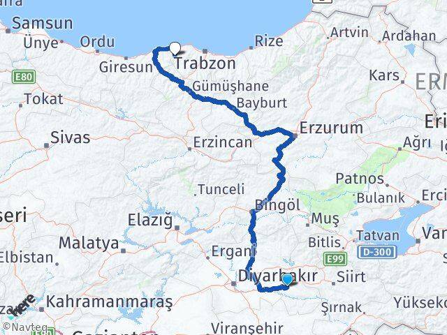 Batman Şalpazarı Trabzon Arası Kaç Km - Yol Haritası