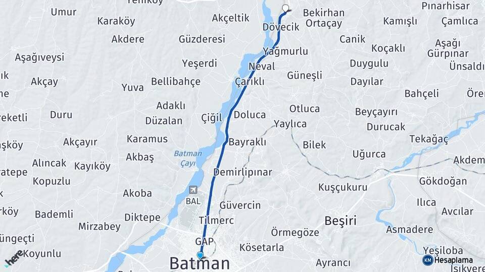 Batman Samanyolu Kozluk Arası Kaç Km - Yol Haritası